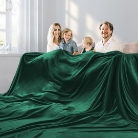 Oversized Blanket 120x120 Inches, Giant Huge Blanket for Bed, Sofa,Travel and Camping, Extra Large Big Soft Blanket Fits The Whole Family and Outdoor Campaign, Forest Green Blanket