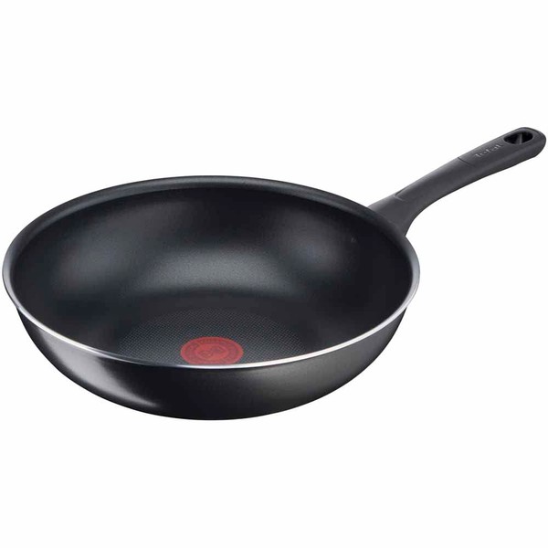 Tefal B5581923 Day by Day 28cm Wok, Titanium Non-Stick Coating, Thermo Signal, Easy Cleaning, Black