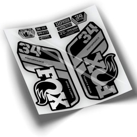 Ref: VP417 Sticker Compatible with Fox 34 Performance 2021-2025 MTB Stickers, Stickers, Stickers for Mountain Bikes, (Chrome Silver)