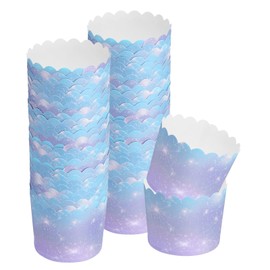 sourcing map 50pcs Cupcake Wrappers for Wedding, Paper Baking Cups and Muffins Liners for Birthday Wedding Party Supplies (Gradient Purple)