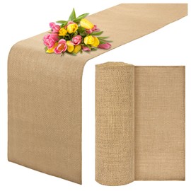 Natural Burlap Table Runners 118x12 Inches Table Runners for Events Home Weddings, Rustic Jute Burlap Rolls with Finished Edges for Farmhouse Party, Outdoor Tables, Kitchen Table Decor