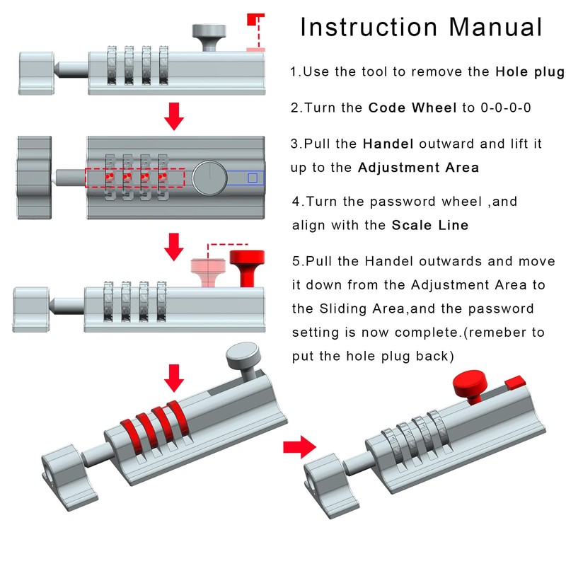SPARDEE Heavy Duty 4-Digit Combination Locking Bolt – Reinforced Zinc