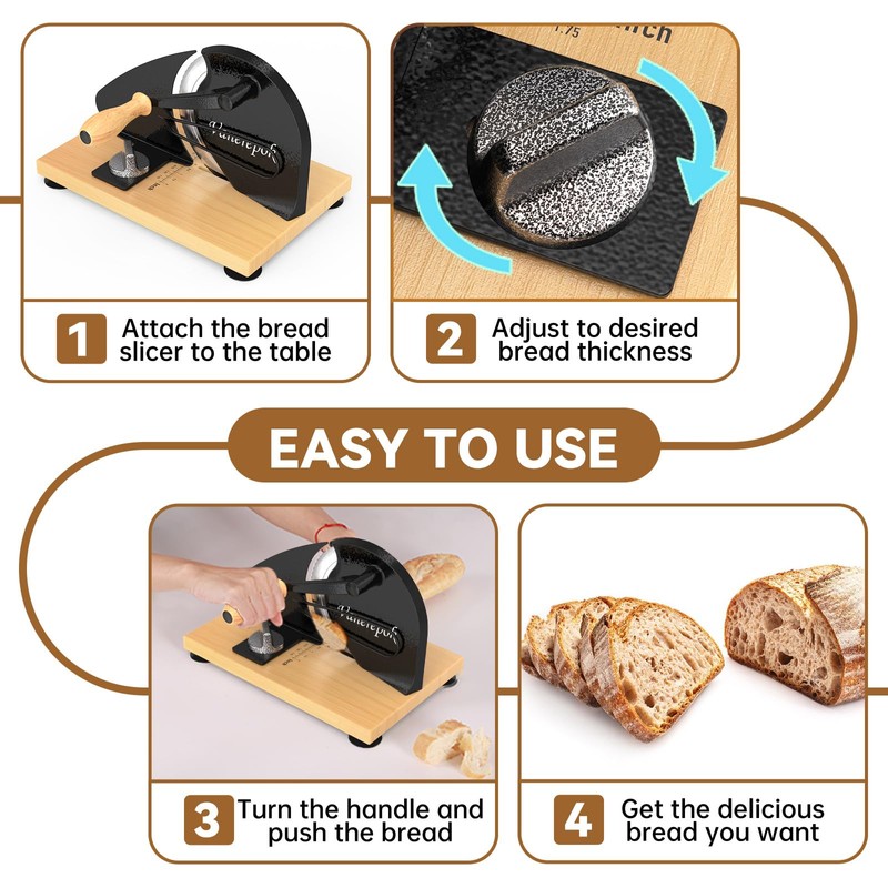 vanerepok Manual Bread Slicer for Homemade Sourdough Adjustable Thickness