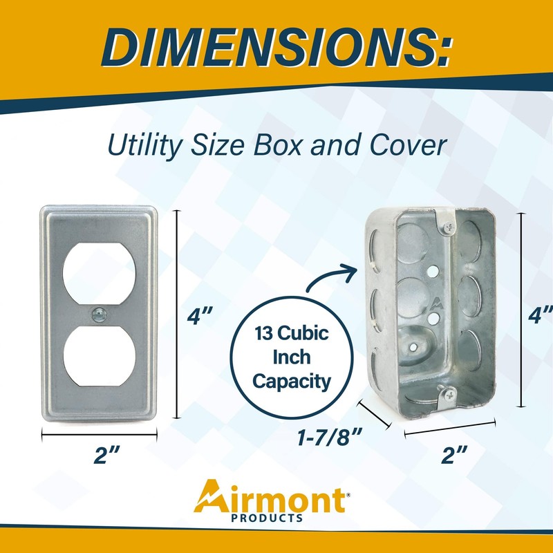 (Pack of 8) Outlet Box Kit, 2x4'' Utility Electrical Box,