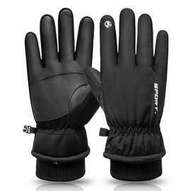 Guantes para Frio, EASYTAO Guantes Gruesos Nieve Impermeables a Prueba de Viento, Guantes de Pantalla Tactil de Invierno para Celular, Guantes Gym para Moto Ciclismo Correr (Negro, M)