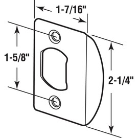 Defender Security E 2301 Standard Latch Strike, 1-5/8 in. Hole Spacing, Stainless Steel, Pack of 2