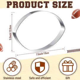Teenyyou Football Cookie Cutter 7.56 Inch Football Shaped Baking Cookie Cutters Oversized Stainless Steel for Sport Themed Birthday Holiday Party