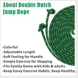 Megaraise Double Dutch Jump Rope for Adults Kids, 16' Long Jump Rope for Boys Girls Men Women Family Outdoor Team Skipping, School Sport, Party Game (Green)