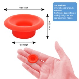 30 PCs Silicone Gaskets Washers High Pressure Leak-proof Seals for Cap Swing Flip Top Bottle-Red for Home Brew Beer Soda Bottle Sealing (Red half cover)