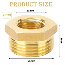 2 Stück Messing Reduzierstück AG 3/4 Zoll auf IG 1/2 Zoll, Messing Reduzierstück Außengewinde auf Innengewinde Nippel, Gewindefitting für Wasserleitungen (3/4" auf 1/2")