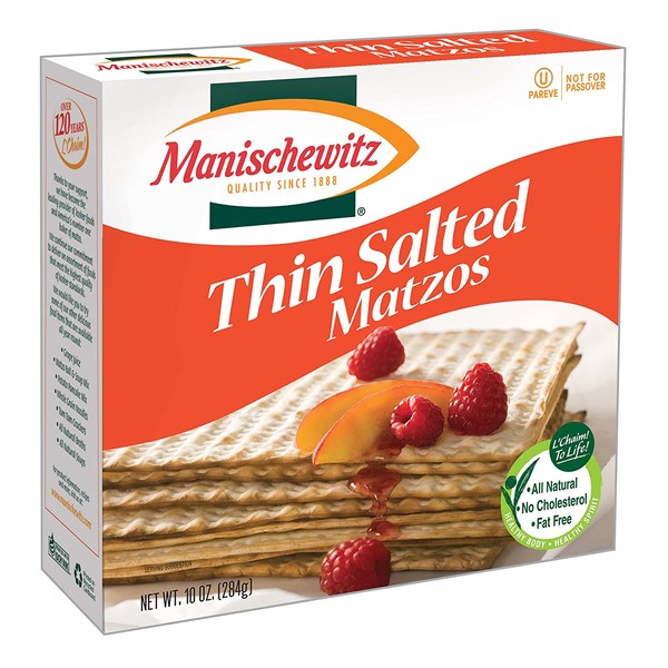 MANISCHEWITZ Thin Salted Matzo, 10-Ounce Boxes (Pack of 8)