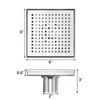 Neodrain 6-Inch Square Shower Drain with Removable Quadrato Pattern Grate,