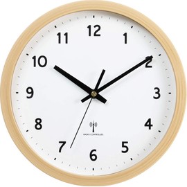 IRIS PLAZA Wall Clock Radio Controlled Clock Natural Diameter 25 cm Dial Available Wave Reception for Accurate Time Lightweight 450g Slim Thickness 4.2 cm Step Movement Type Second Hand One Second at