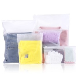 OSDUE 25 Pcs Frosted Resealable Bag, Plastic Zip-lock Seal Clothes Bags in 5 Sizes, Luggage Organiser Pouch with Ventilation Hole, Reusable Plastic Ziplock Hospital Bag for Home School Trip Hospital