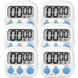 Kitchen Timer, Digital Classroom Timer, Stopwatch, Suitable for Kitchen, Study, Work, Exercise Training, Outdoor Activities (6P White)