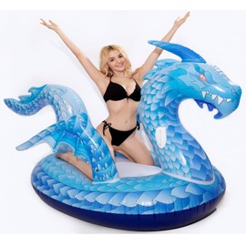 Giant Inflatable Dragon Pool Float, Cool ice Dragon raft 9 Feet Long with Faster Valve, Pool Float Floatie Ride On Summer Beach Pool Party Lounge for Kids and Adults (Dragon Float)