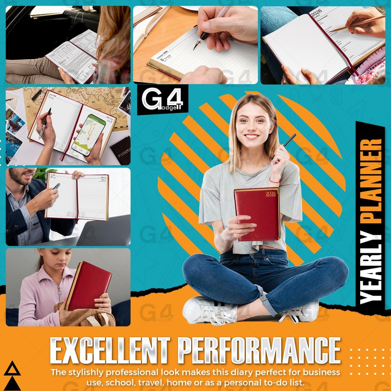 G4GADGET 2026 A4 Diary Day a Page – Red |