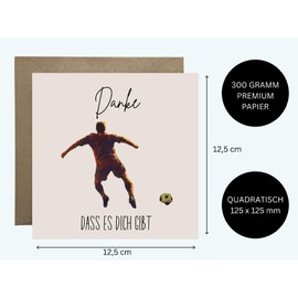WBdesignz Birthday Card with Envelope – Birthday Card Thank You for Giving Stürmer Birthday Greeting Football Cards for Birthday Football Player
