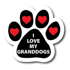 I Love My Granddogs Paw Print Car Magnet Heavy Duty Wateproof