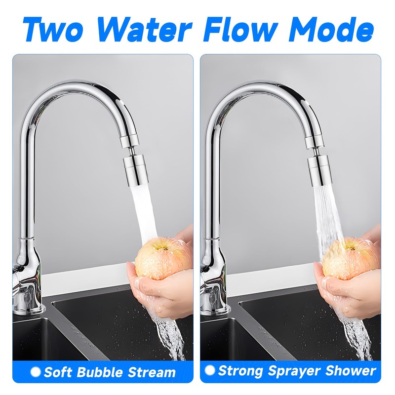 DUNSOO Tap Attachment, 360 Degree Tap Attachment Swivel in Chrome