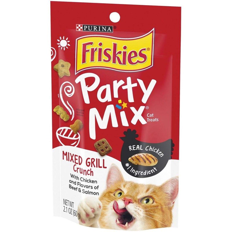 Friskies Party Mix Cat Treats Chicken Mixed Grill Crunch, Beef