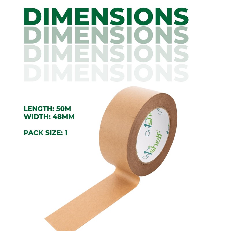 On1shelf® Eco-Friendly Biodegradable Kraft Carton Sealing Tape - 50m Long