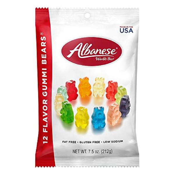 Albanese World's Best 12 Flavor Gummi Bears, 7.5oz Bag of Candy (Pack of 12)