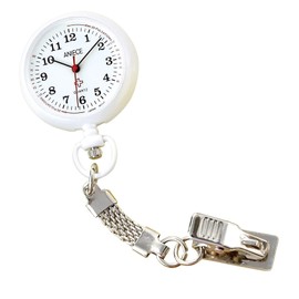 Unfamier Nurse Watch, Strap, Nurse Watch, 14 Colors, Upside Down Dial, Pulse Memory Included, Short Chain, white