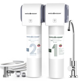 Weiss Wasser 0.01μm Under Sink Water Filter, Multi-Stage Ultra Filtration for Baçtёria, Chlorine & Odor Reduction, 9K Gal/2-Yr, Easy Install with Dedicated Faucet, WU2.SH01-Y