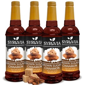 Syruvia 4 Pack Brown Sugar Cinnamon Syrup for Coffee – Brown Sugar Cinnamon Coffee Syrup Flavor, 25.4 fl oz, Kosher, Gluten Free, Ideal for Coffee, Drinks, Desserts, and More, No Coloring
