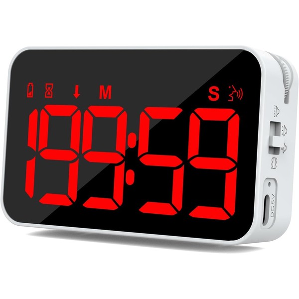 Digital Timer for Kids, 199min 59s Countdown/Up, Rechargeable, Magnetic, 3
