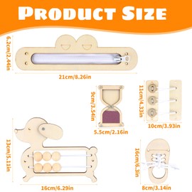 FENYW Wooden Busy Board, Pack of 5 Wooden Montessori Busy Board Accessories, DIY Practical Skills Learning Toy for Preschool Children, Activity Board Accessories for Toddlers for 1-6 Years