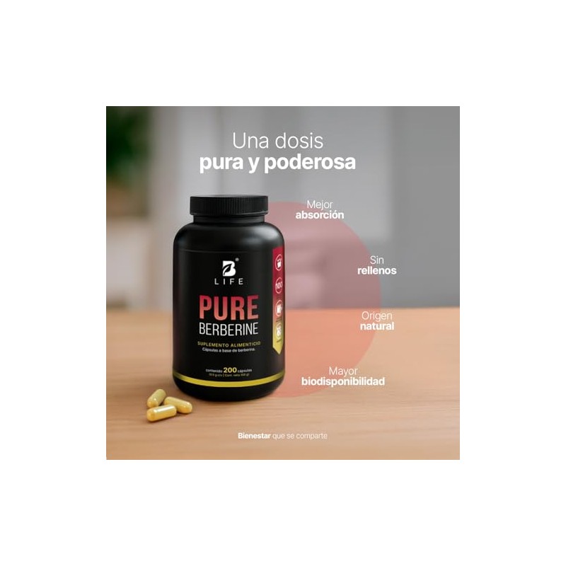B Life Berberina HCL Pura 1000 mg | 200 Cápsulas