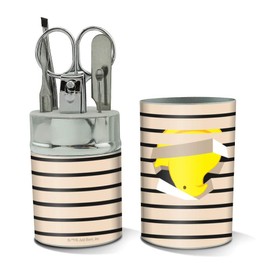 The Peeping Yellow Peep In Window With Blinds Stainless Steel Manicure Pedicure Grooming Beauty Care Travel Kit