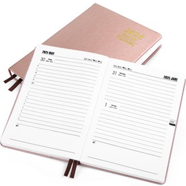 Kesote Diary 2024, Book Calendar, A5, Weekly Planner, Leather Calendar, Hardcover, Weekly Calendar, Rose Gold, 1 Day 1 Page