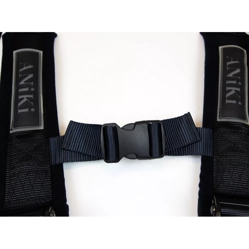 ANIKI BLACK 4 POINT AIRCRAFT BUCKLE SEAT BELT HARNESS w/
