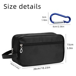 JOCXZI 1 Set Toiletry Bag Men's Black Toiletry Bag and Carabiner No. 6, Portable Travel Toiletry Bag, Cosmetic Bag, Handbag, Large Capacity Storage Bag, Fitness, Shaving, black