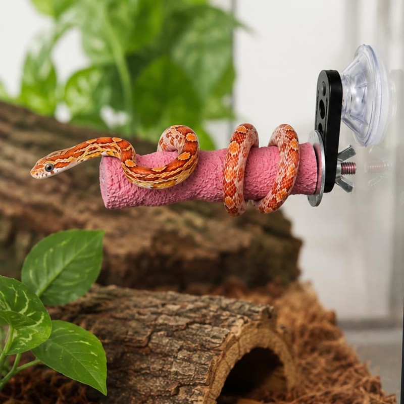 BingegePet Pink Resin Snake Climbing Branch, 4.1" Gourd-Shaped Reptile Ledge