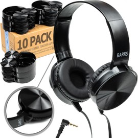 Barks Barks Classroom Headphones (10 Pack): On-Ear Premium Student Bulk Headphones: Perfect for Kids, Grades K-12, Schools & for Class Sets (Great Value, Durable, Noise Reducing, Comfortable, Easy-to-Clean)