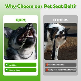 EFUTURETIME Dog Lead Bite Resistant Chain 65 cm, Dog Belt Short for Car Back Seat, Safety Belt Dog Buckle, 304 Stainless Steel, Dog Lead, Chew-proof for Small/Large Dogs, Cats