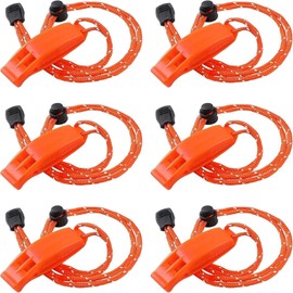 Lyfengdeam 6PCS Safety Survival Whistles with Adjustable Reflective Lanyard Emergency Plastic Whistle Marine Whistle.Quick Safety Access for Swimming, Boating, Surfing, Hiking (Orange)