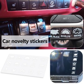 SG Store Pack of 2 car button novelty stickers, car stickers for unused buttons, car interior sticker, suitable for interior dashboard rocker console switch sticker (each has 15 designs)