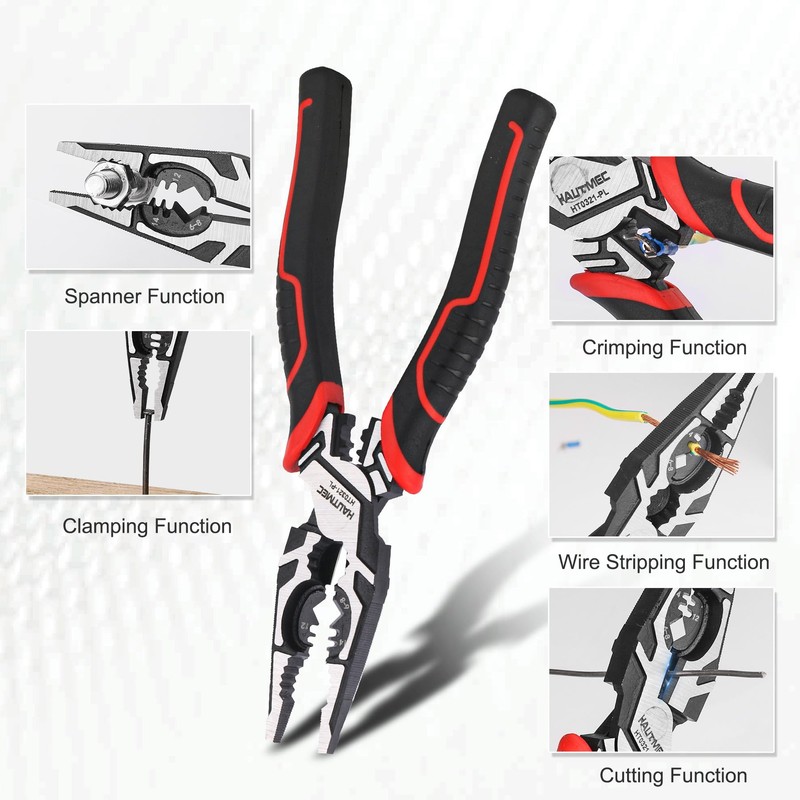 HAUTMEC 9" Linesman Pliers,High Leverage Combination Pliers 4 in 1
