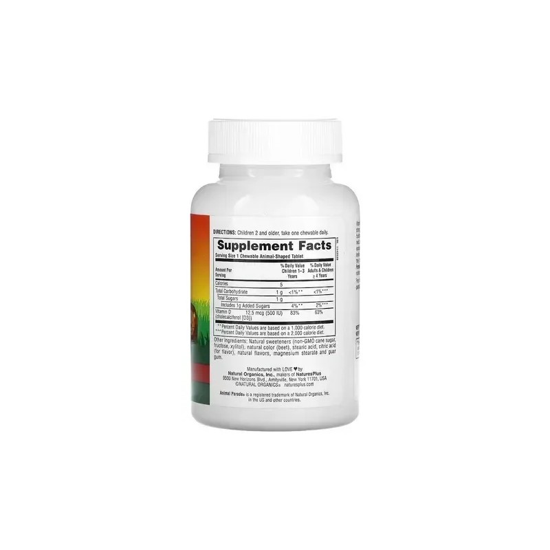 Vitamina D3 Masticable NaturesPlus 500UI Cereza Negra 90 Comp Vegano