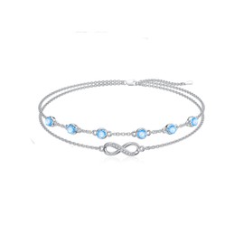 Dorunmo Infinity Bracelets for Women 925 Sterling Silver Aquamarine Blue Bracelet March Birthstone Jewelry for Mom Women Wife