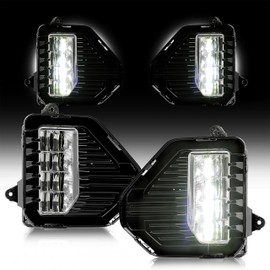 KUAFU LED Fog Light & Fog Light Bezel Compatible with 2019-2023 GMC Sierra 1500 Denali Waterproof Fog Lamp Assembly Black Bezel & Clear Lens Pair 2Pcs