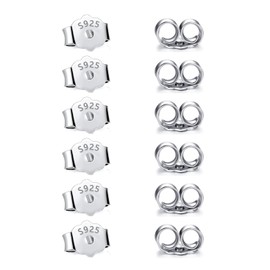 Pack of 12 925 Sterling Silver Ear Stoppers, TUIOLUI Stud Earrings Clasps, Safe Replacement for Earrings, Hypoallergenic Butterfly Stud Earrings, Earring Stopper