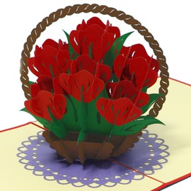 LIN PopUp®, LIN17609, Pop Up Card Flowers, Pop Up Cards Birthday, Pop Up Birthday Card, Greeting Card Flowers, Tulips Mother's Day Card, 3D Birthday Card, Get Soon, N720