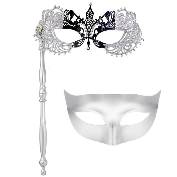 IETANG Couple Pair Venetian Masquerade Ball Masks Set Party Costume