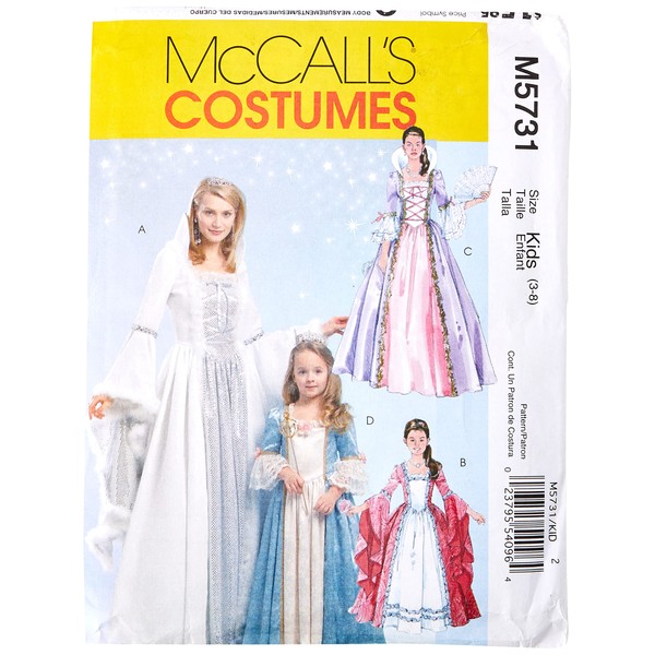 McCalls MC 5731 KIDS (3-8) Sewing Pattern, Elegant, Extravagant, Fashionable